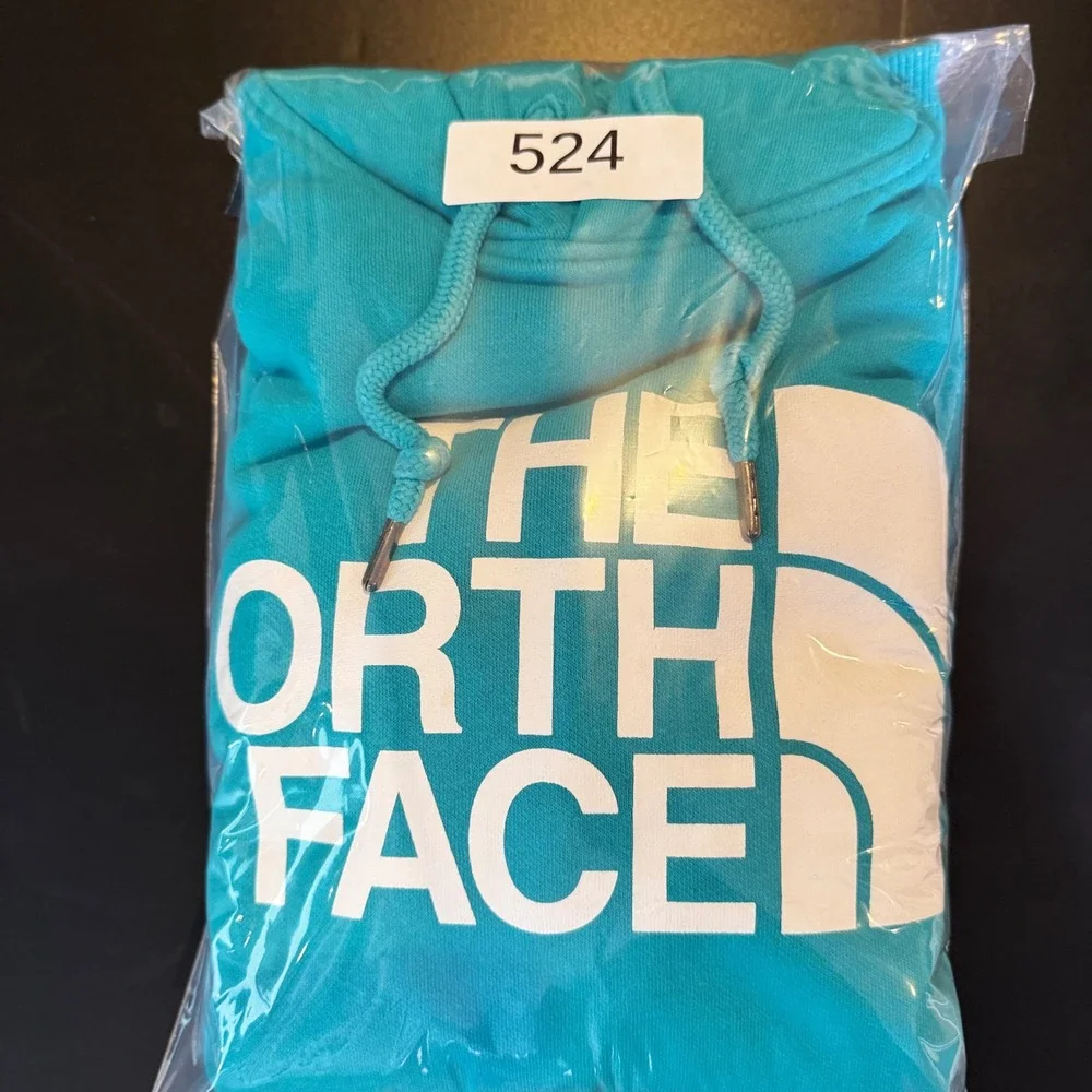 The North Face Mens Half Dome Pullover Hoodie Teal Blue Big Logo Sweatshirt M